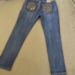 L.A.IDOL U.S.A. Studded & Bling Cristals , skinny legs Womens JEANS size  15”